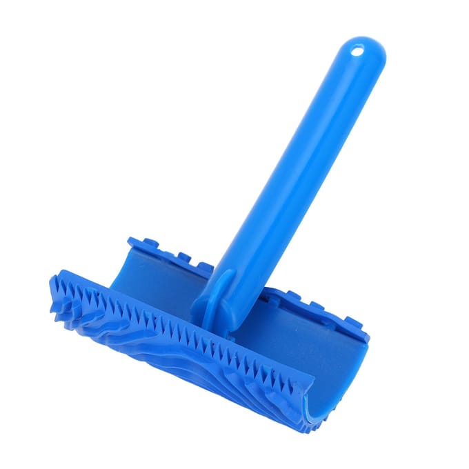 Blauwe Verfroller met Houten Nerf Effect met Handvat DIY Wanddecoratie Gereedschap blue