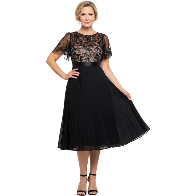 Damesjurk met plooi Goddiva Top Chiffon Midi