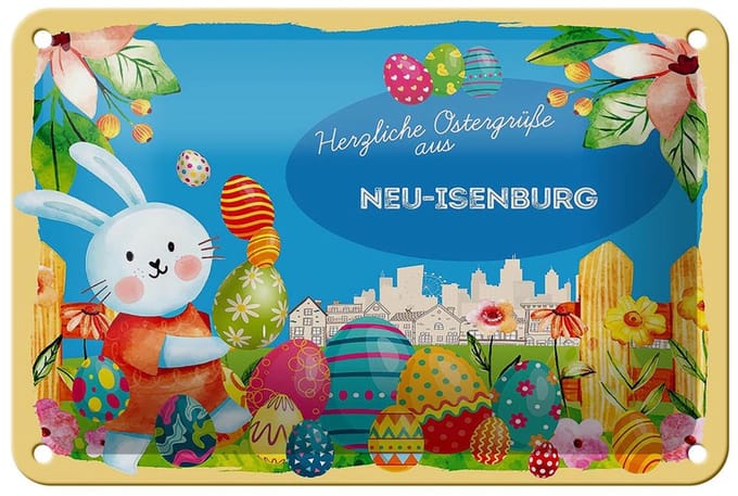 Blechschild Ostern Ostergrüße 18x12cm NEU-ISENBURG Geschenk Deko