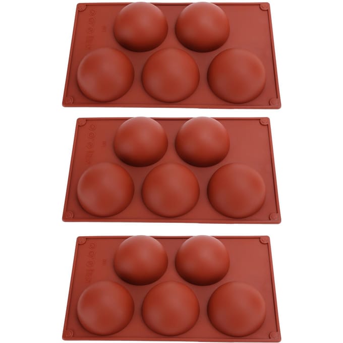 3 STUKS Halve Bol Siliconen Vorm Bakvorm voor DIY Maken Warme Chocolade Mousse Cake 5 Holtes brown