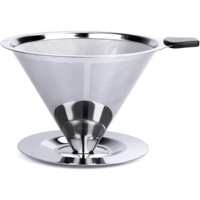 Pour Over Koffiedruppelaar Roestvrijstalen Koffiefilter Verwijderbare Druppelaar met Standaard Herbruikbare Kegel white