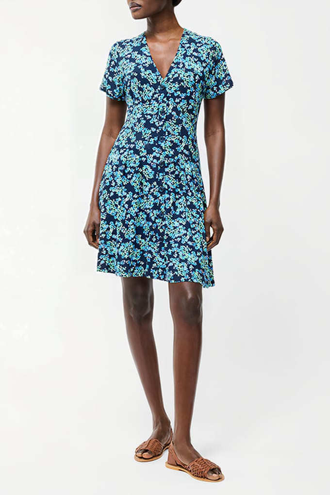 French Connection Benedetta Flippy Dress Midnight Blue Mlt Taglia: 10 | Abiti Mini Outlet | Donna | Blu