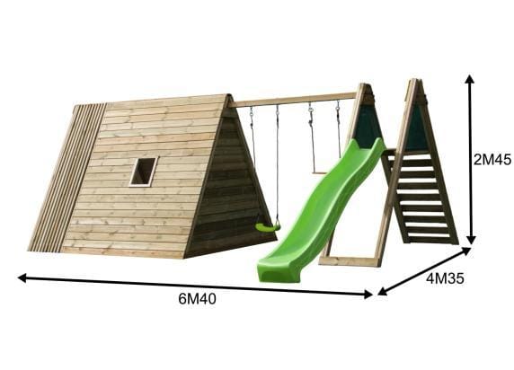 Wombat+ Tipi speeltoestel met glijbaan lime Schommels Schommels