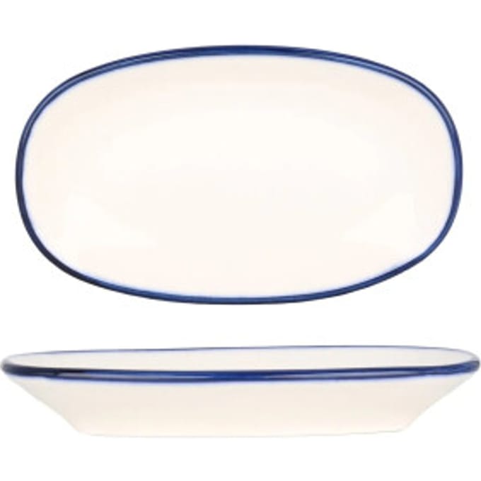 Bonna Serveerschaal - Linea Blue - Porselein - 15x8.5 cm - set van 4