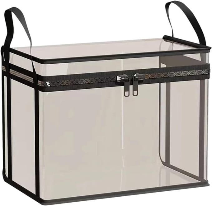 Grote opbergdoos - Dichte organizer - Ruimte besparen - Versterkte constructie - 38x24x32 cm - Zwart