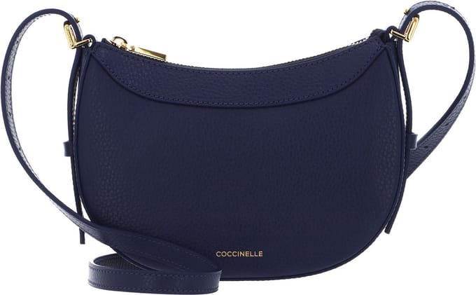 COCCINELLE Leren Schoudertas Whisper Grained Leather Mini Bag Royal Blue Blauw