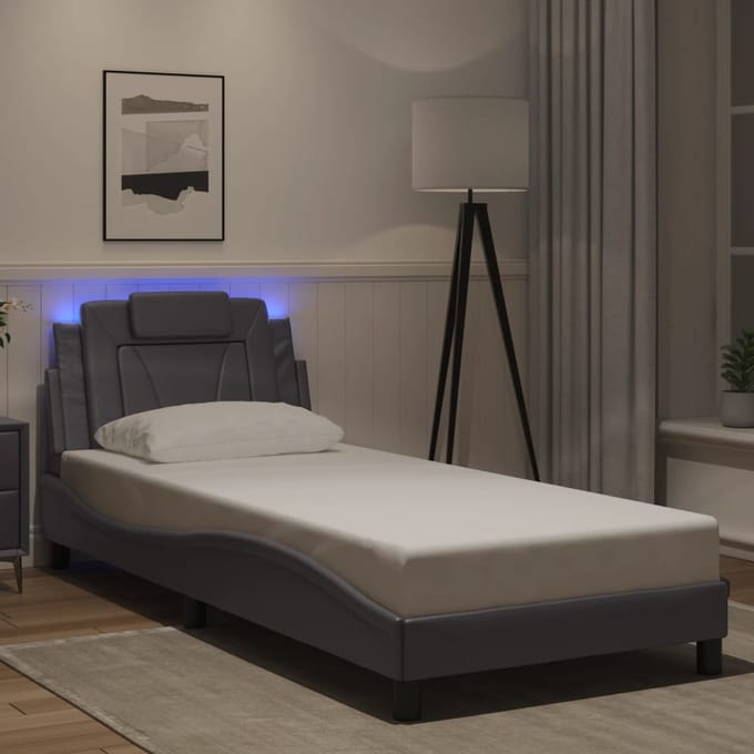 vidaXL - Bedframe - "Viana" - met - LED - zonder - matras - grijs - 90x190 - cm