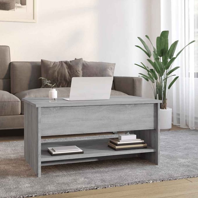 vidaXL - Salontafel - 80x50x40 - cm - bewerkt - hout - grijs - sonoma - eiken