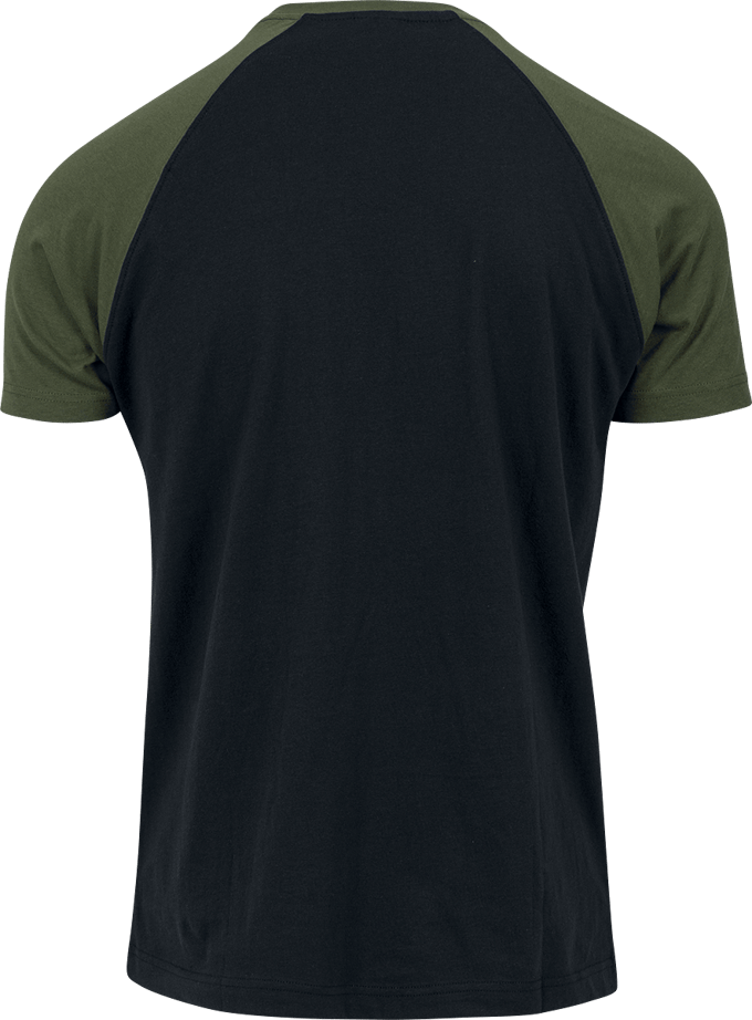 Urban Classics Raglan Contrast Tee Heren T-shirt - zwart/olijf - M
