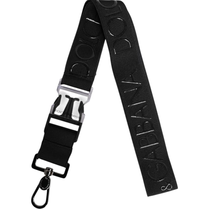 Dolce & Gabbana Zwarte Rekbare Polyester Rubberised DG Logo Sleutelhanger