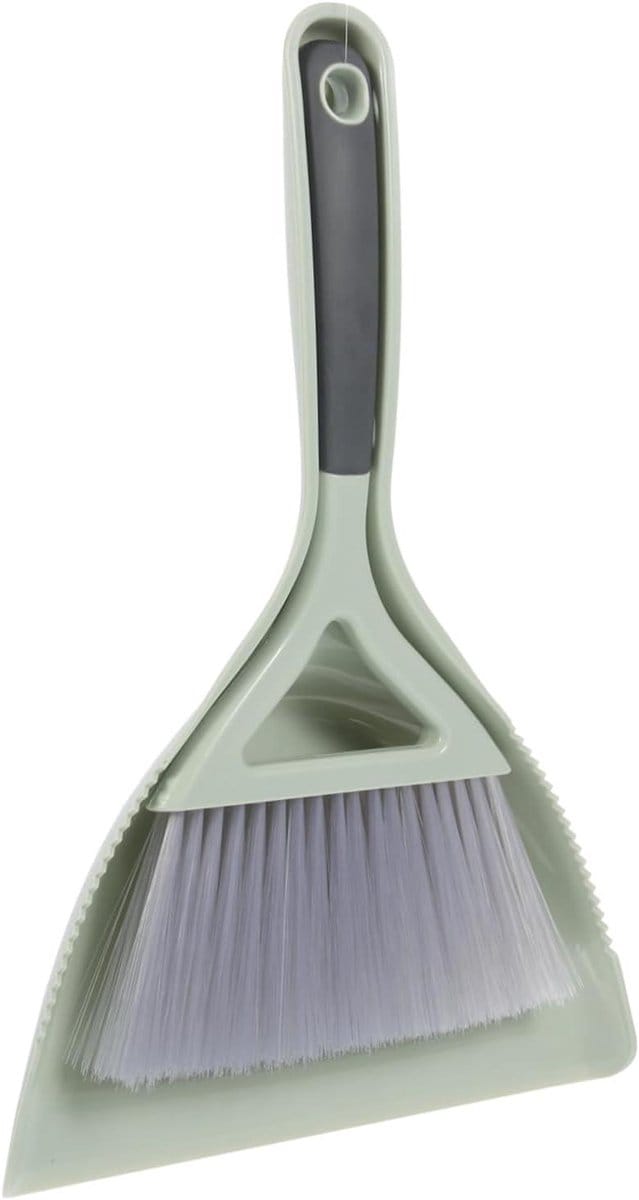 Compacte Veegset - Bezem Stoffer - Snel Schoonmaken - 2-in-1 Ontwerp - 31x21x4CM - Groente