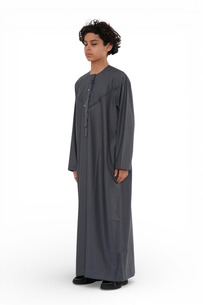 Kinderen jongens Eid grijze Marokkaanse Jubba gewaad Djellaba Ramadan Eid Thobe - K-HM11