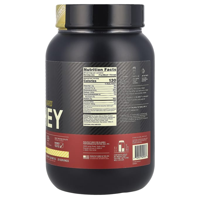 Optimum Nutrition, Gold Standard 100% Whey, Bananenroom, 2 lbs (907 gram)