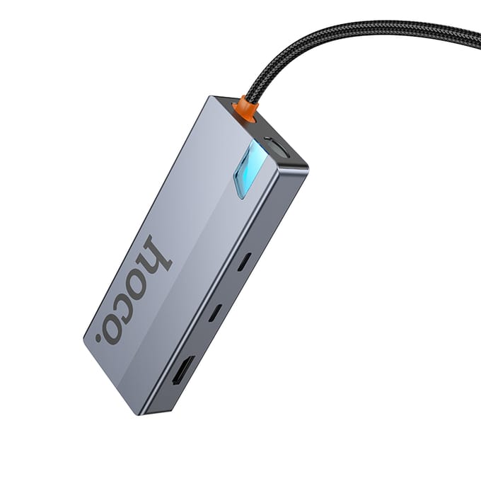 Hoco 8-in-1 USB-C Hub met HDMI 4K@60Hz, Fast Ethernet (100Mbps), 2x USB-A 3.0, Card Reader