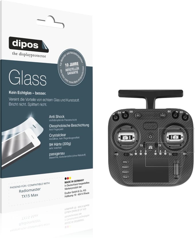 dipos – 2x Pantserfolie geschikt voor Radiomaster TX15 | 9H Screenprotector
