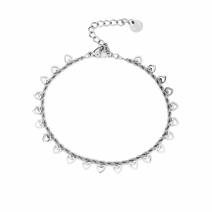 Bijoutheek Armband (Sieraad) Gedraaid Open Hartjes zilver