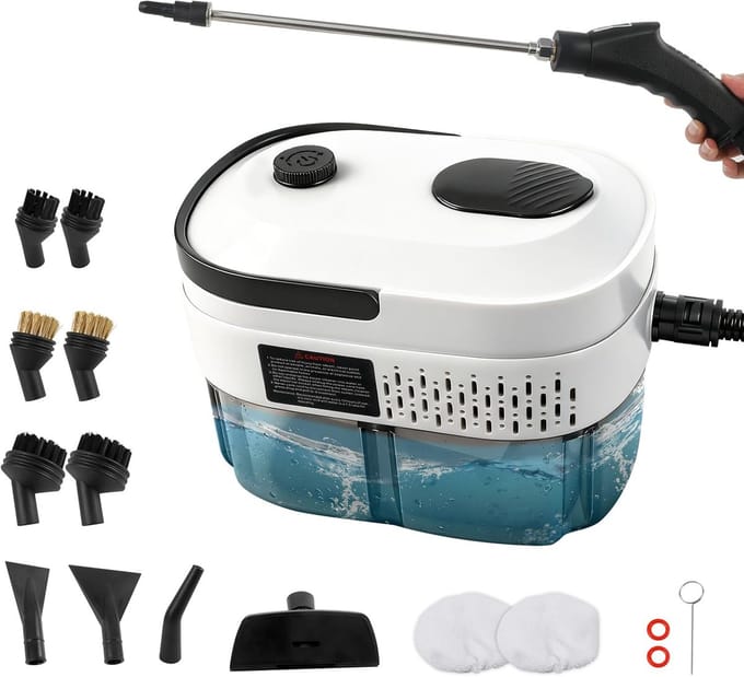 Hand Stoomreiniger - Hogedruk Stomer - Grondig Reinigen - Snelle Opwarming - 1.4L Tank - Wit