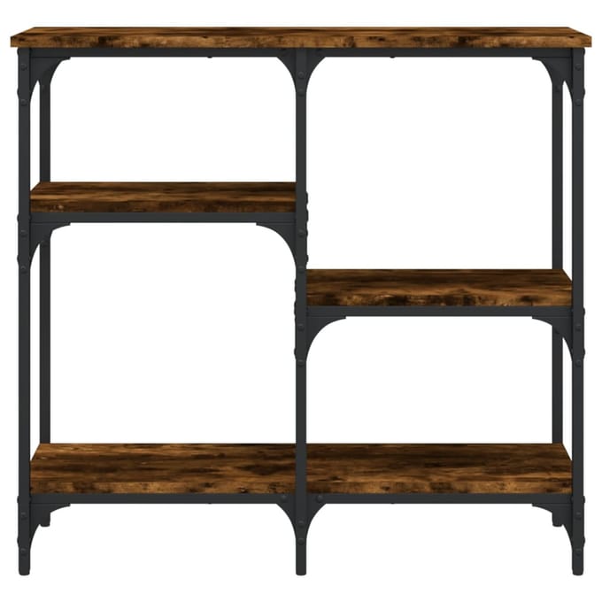 vidaXL - Wandtafel - 80x29x75 - cm - bewerkt - hout - gerookt - eikenkleurig
