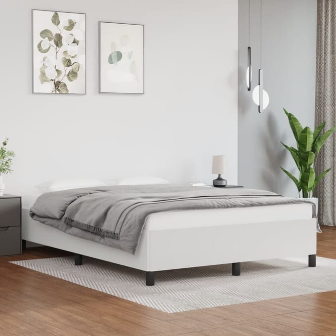 vidaXL - Bedframe - zonder - matras - 140x190 - cm - kunstleer - wit