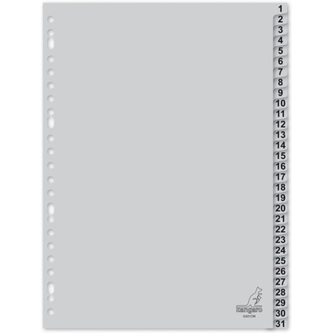 Kangaro tabbladen - A4 - PP 120 micron - grijs - 23-gaats - 31-delig cijfers