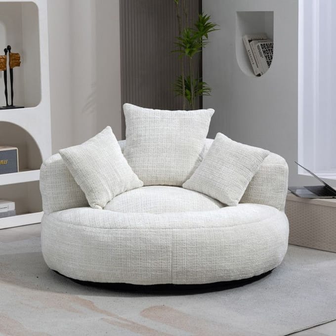 Canapé futon - MUVOE - Inclinable - Chenille beige - Dossier haut - Confortable et durable beige