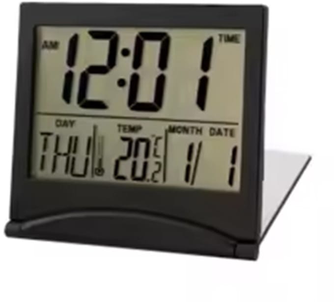 WiseGoods Premium Mini Digitale Wekker - Opvouwbaar LCD Reis Klok Met Temperatuur & Datum - Compact Voor Bureau & Reizen - Zwart