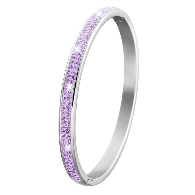Lucardi Meisjes Bangle met plating - Ovaal - Kristal - Cadeau - Staal - Zilverkleurig