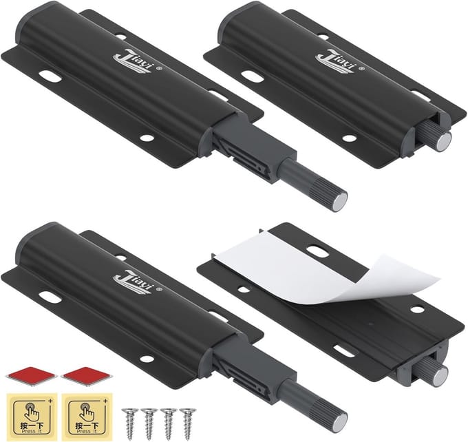 Magnetische Push Open Deurvanger voor Kast en Lade - 4 Pack Zwart