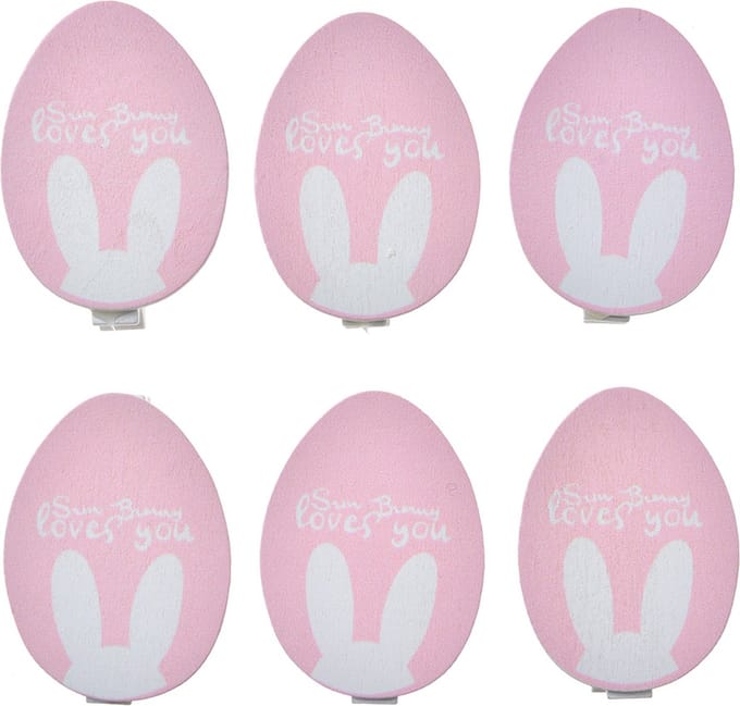 Clayre & Eef Decoratieve Knijpers Ei 3x1x5 cm Roze Hout