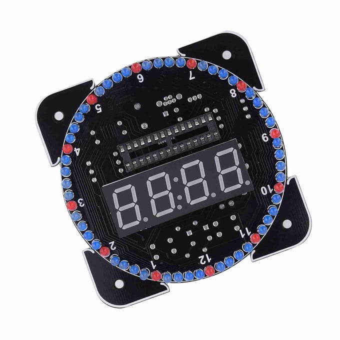 Doe-het-zelf Lichtregeling Rotatie Digitale LED Elektronische Temperatuur Klok Kit Suite WUSB Kabel Blauw gray