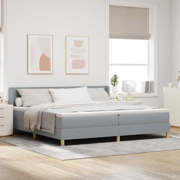 vidaXL - Boxspring - bed - met - matras - Lichtgrijs - 200 - x - 200 - cm - Stof