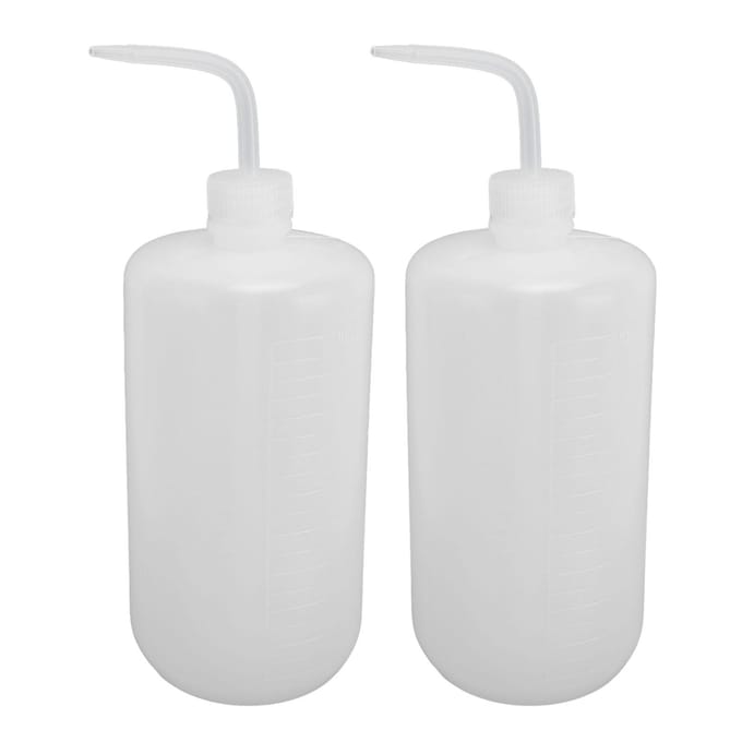 2 Stuks Wasfles 1000ml Plastic Veiligheid Laboratorium Knijphulpmiddel met Smalle Mond white
