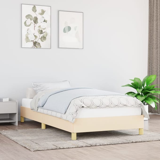 vidaXL - Bedframe - zonder - matras - 90x190 - cm - stof - crèmekleurig