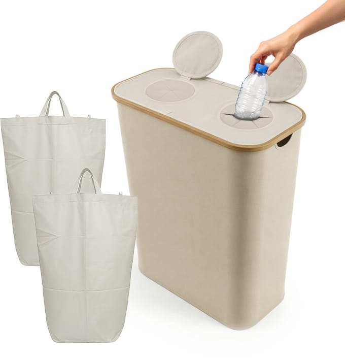 Statiegeld prullenbak - 2 zakken - voor 100 flessen - beige