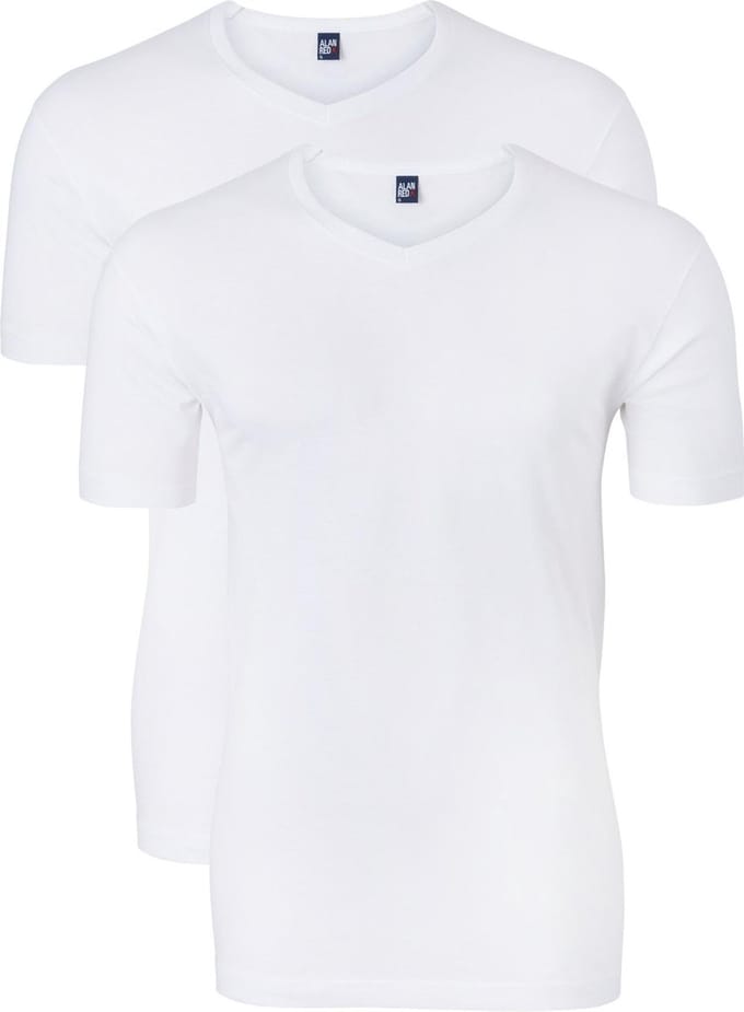 Alberto T-shirt West-Virginia 2-pack V-hals wit (3130N)