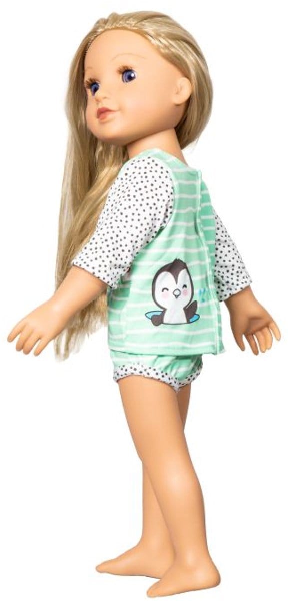 Heless Poppenzwemkleding Penguin Dot 28-35 Cm Mintgroen