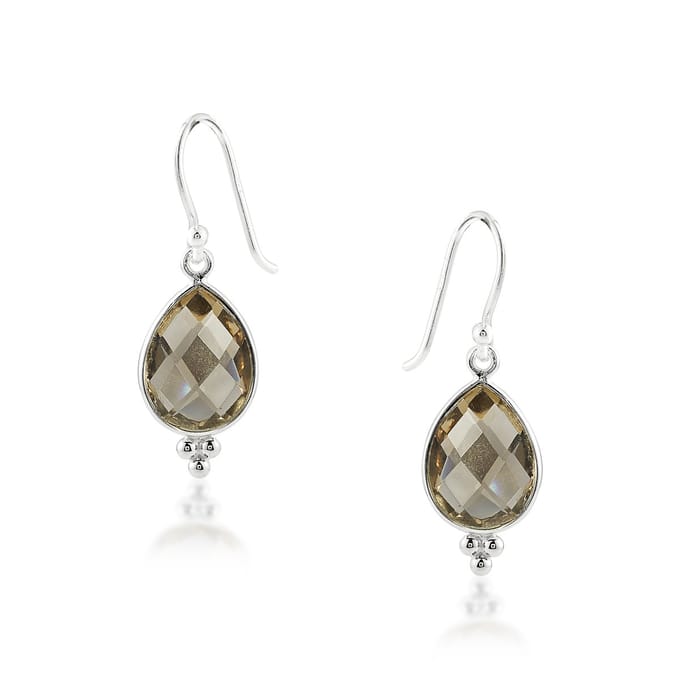 SilverGems zilveren oorhangers met Rookkwarts edelstenen.
