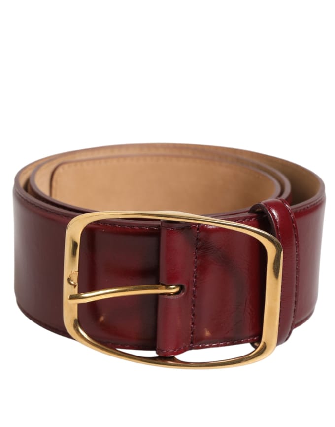 Dolce & Gabbana Bordeaux Leren Gouden Metaal Gesp Damesriem