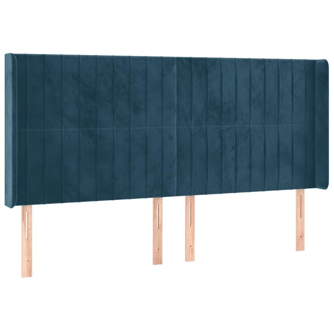 vidaXL - Hoofdbord - LED - 203x16x118/128 - cm - fluweel - donkerblauw
