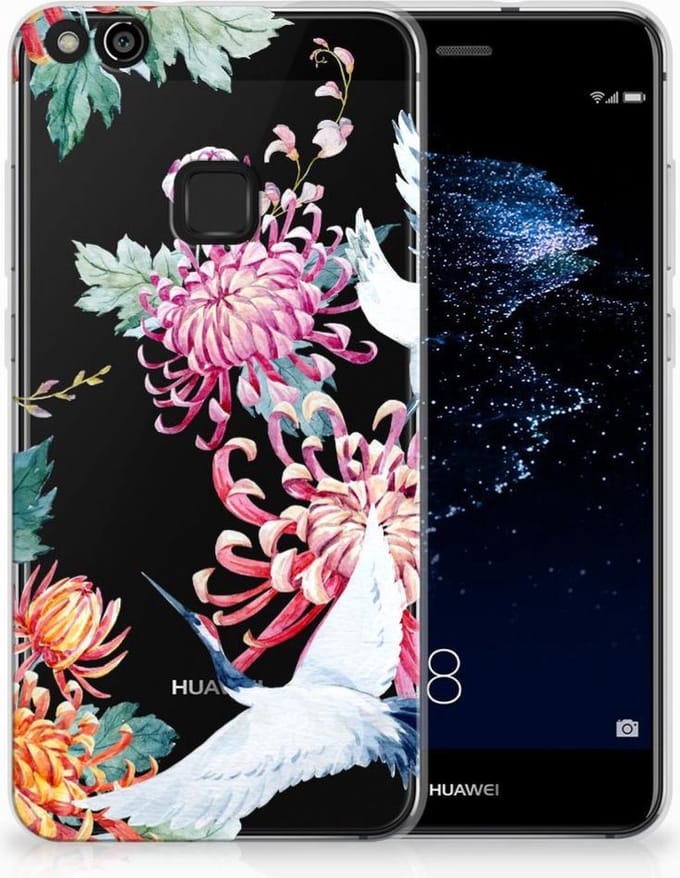 Huawei P10 Lite TPU Hoesje Bird Flowers