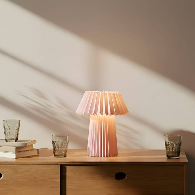 Lindby - Tafellamp - 1licht - Papier - H: 37 cm - E14 - roze