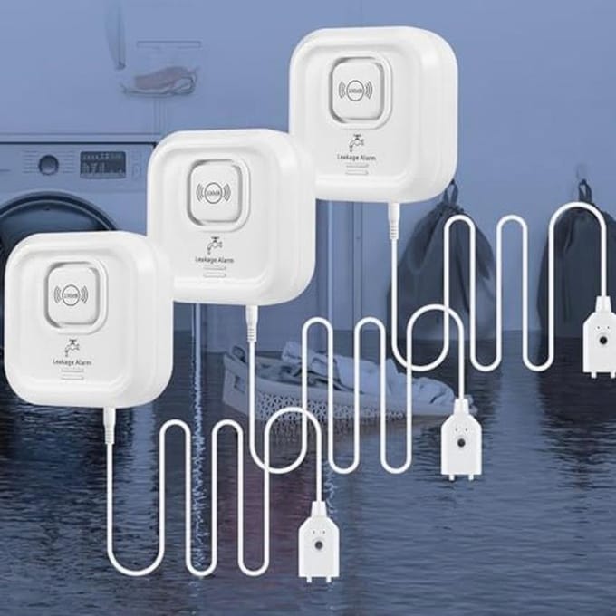 Watermelder 100 dB - Luide Watersensor voor Badkamer en Bijkeuken - 3 Stuks