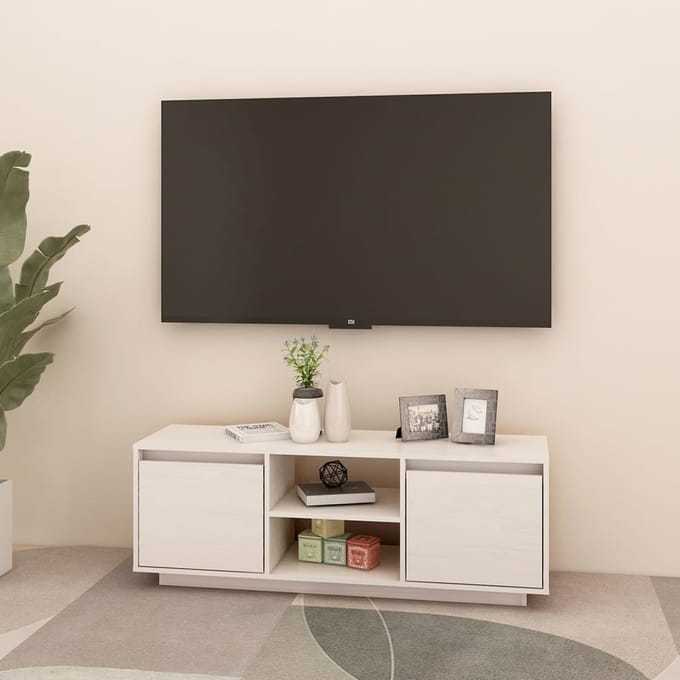 vidaXL - Tv-meubel - 110x30x40 - cm - massief - grenenhout - wit
