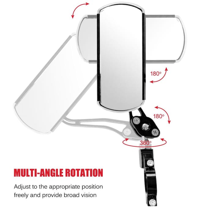 Rétroviseur de vélo à rotation réglable, grand Angle, en alliage d'aluminium, sécurité, 2 paquets noir
