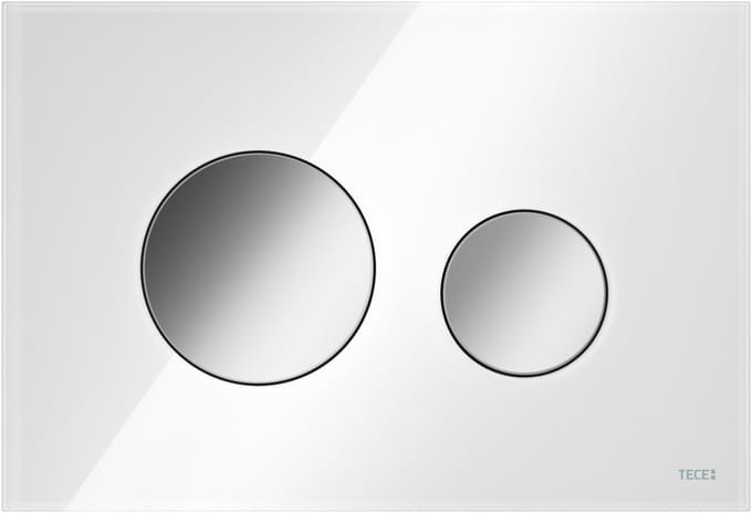 Tece Loop bedieningsplaat voor duospoeltechniek glas wit toetsen glanzend chroom
