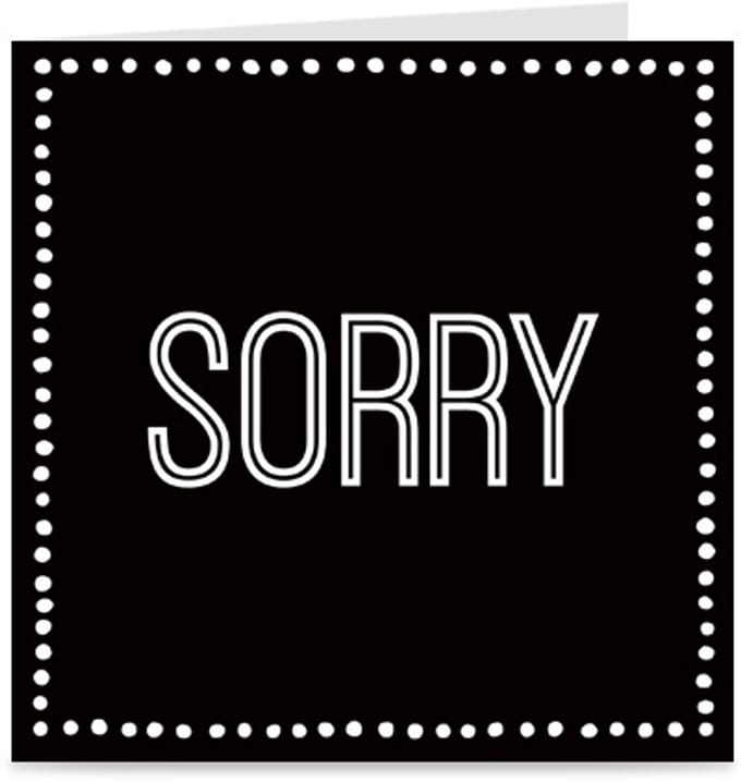 SORRY | kaart / wenskaart met envelop | zwart & wit