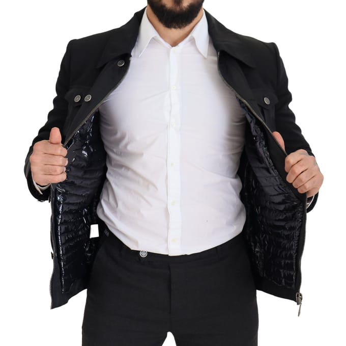 Dolce & Gabbana Zwarte Wollen Colbert Volledige Rits Herenjas