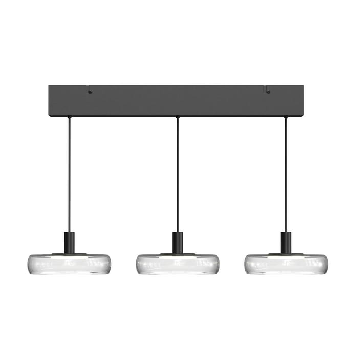 Maytoni LED hanglamp FLOAT, transparant/zwart, 3-lamps, 68 cm, glas/metaal