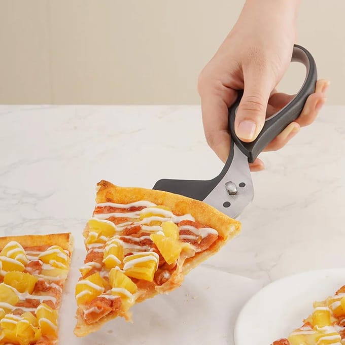 Zwarte 2-in-1 Pizzaschaar Afneembare Keukenschaar Barbecueschaar Roestvrijstalen Lemmet Ergonomische Handgreep Pizzasnijder black