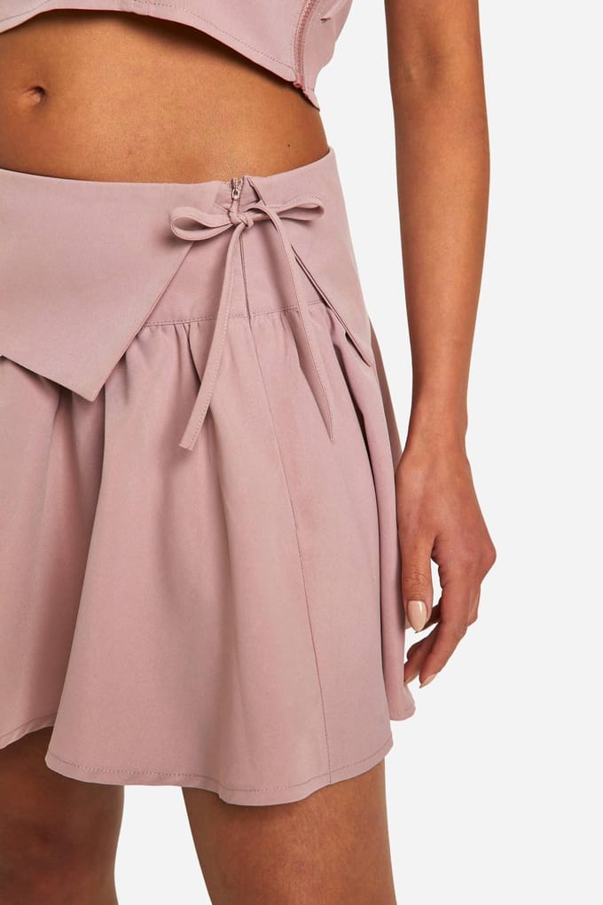 boohoo Dames Foldover Tailleband Detail Minirok | Paddestoel | Maat: 40